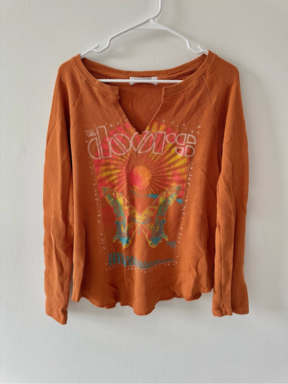 Women's Orange Graphic Long-Sleeve Ribbed Tee by The Doors